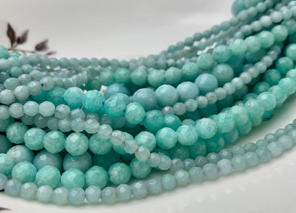 4 mm 6 mm 8 mm 10 mm AAA Faceted Round Green Amazonite Gemstone Beads Genuine Top Quality Gemmy Amazonite Gemstones 15.5 Inches Strand #2976