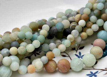 6mm 8mm 10mm Natural Multi Color Matte Finished Amazonite Gemstone Beads Natural Green Blue Brown Color Amazonite Round Beads #3785