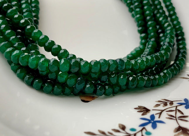 3x5mm 4x6mm 5x8mm Faceted Rondelle Jade Green Color Agate Gemstone Beads Genuine Agate Gemstone Loose Beads 14 Inches Strand #2775