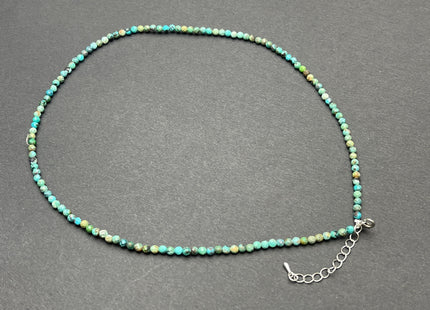 3.5mm Faceted Round Tiny Natural Multi Color Turquoise Gemstone Beads Cute Dainty 18 Inch Necklace and Extender W/Silver Lobster Clasp #4095