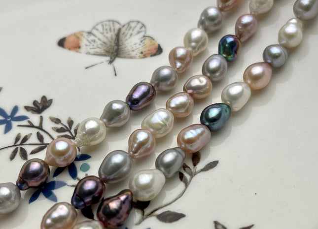 7x8-9 mm AAA Gray Pink Peacock White Color High Luster Baby Edison Baroque Pearls Beads Genuine TearDrop Shape Edison Pearls #P2151