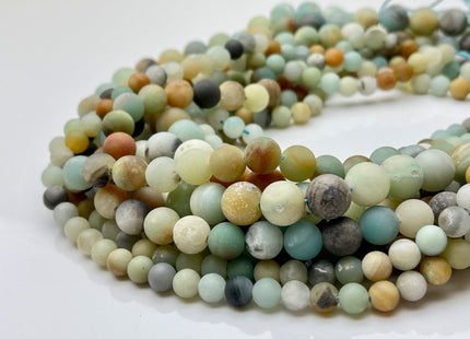 6mm 8mm 10mm Natural Multi Color Matte Finished Amazonite Gemstone Beads Natural Green Blue Brown Color Amazonite Round Beads #3785