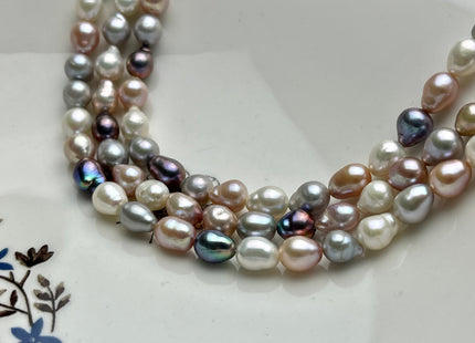 7x8-9 mm AAA Gray Pink Peacock White Color High Luster Baby Edison Baroque Pearls Beads Genuine TearDrop Shape Edison Pearls #P2151