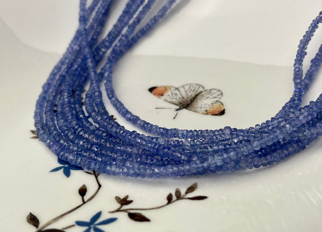 3 mm Natural Blue Tanzanite Gemstone Beads Faceted Rondelle Shape Genuine Blue Tanzanite Gemstone Beads 17 Inches Strand #4171