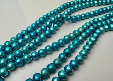 9-10mm 10-11mm AA Rare Blue Color Potato Freshwater Pearl Beads Genuine High Luster Cyan Blue Color Freshwater Pearls #P2287