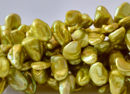 7-8x8-10 mm Green Color Keishi Freshwater Pearl Beads Top Drilled Keishi Pearls Corn Flake Pearls #798