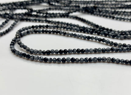 2mm 3mm 4mm AAA Micro Faceted Round Snow Flake Jasper Gemstone Beads Natural Black Gray Faceted Round Snow Flake Jasper 15.5 Inches #2350