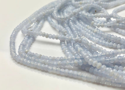 2x3 mm Natural Color Faceted Rondelle Chalcedony Gemstone Beads Top Quality Micro Faceted Blue Chalcedony Gemstone Loose Beads # 2452