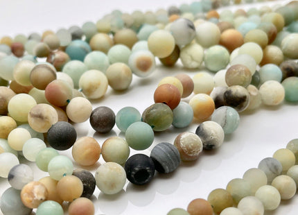 6mm 8mm 10mm Natural Multi Color Matte Finished Amazonite Gemstone Beads Natural Green Blue Brown Color Amazonite Round Beads #3785