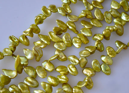 7-8x8-10 mm Green Color Keishi Freshwater Pearl Beads Top Drilled Keishi Pearls Corn Flake Pearls #798