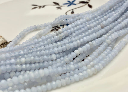 2x3 mm Natural Color Faceted Rondelle Chalcedony Gemstone Beads Top Quality Micro Faceted Blue Chalcedony Gemstone Loose Beads # 2452