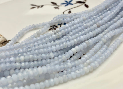 2x3 mm Natural Color Faceted Rondelle Chalcedony Gemstone Beads Top Quality Micro Faceted Blue Chalcedony Gemstone Loose Beads # 2452
