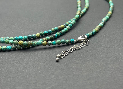 3.5mm Faceted Round Tiny Natural Multi Color Turquoise Gemstone Beads Cute Dainty 18 Inch Necklace and Extender W/Silver Lobster Clasp #4095