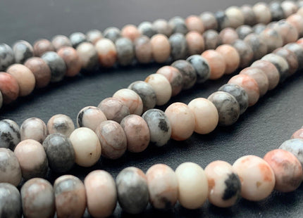 5x8 mm Natural Smooth Rondelle Pink Zebra Jasper Beads Natural Mixed Pink Gray Highly Polished Loose Beads 15.5 Inches Strand #2918