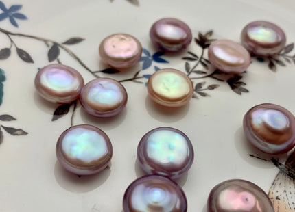 ONE Piece AAAAA 12-13 mm Natural Mauve Pink Top Quality Super High Luster Undrilled Smooth Thick Coin Pearl #P2659