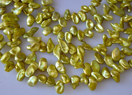 7-8x8-10 mm Green Color Keishi Freshwater Pearl Beads Top Drilled Keishi Pearls Corn Flake Pearls #798