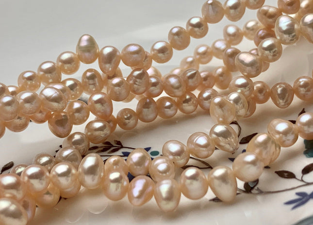 6x8 mm Natural Peach Pink Or Mauve Pink Top Drilled Oval/Rice Shape Freshwater Pearl Beads Genuine Dancing Freshwater Pearls #P1051