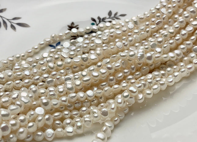 4-5 mm AAA Natural White Potato Nugget Freshwater Pearl Beads Genuine Freshwater Pearls Tiny White Nugget Cultured Seed Pearl Beads #1397