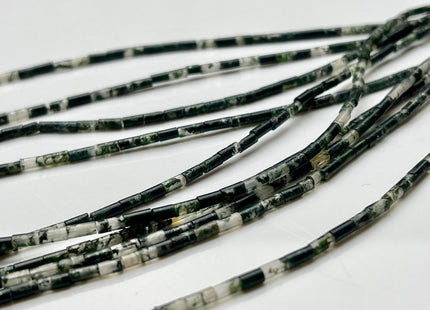 2x4 mm Tube Shape Natural Moss Agate Gemstone Beads Genuine Multi Green Agate Gemstones Loose Spacer Beads 15.5 Inches Strand #3914