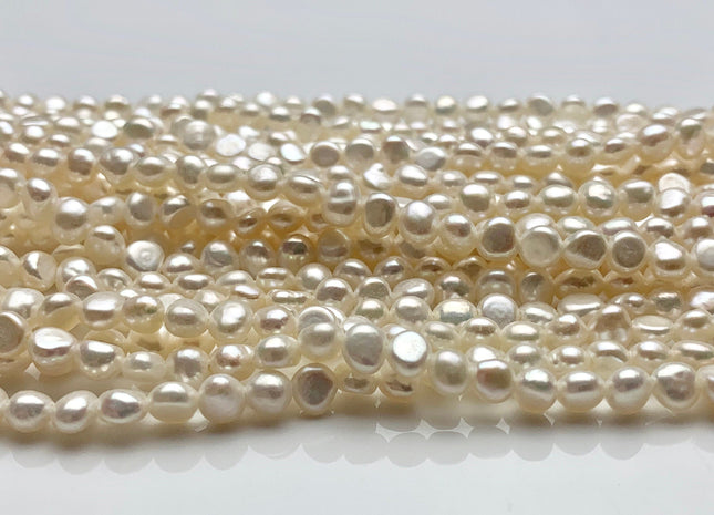 4-5 mm AAA Natural White Potato Nugget Freshwater Pearl Beads Genuine Freshwater Pearls Tiny White Nugget Cultured Seed Pearl Beads #1397