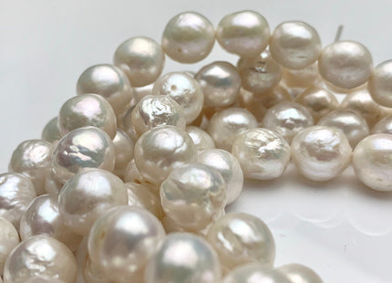 10-12mm AAA Large Hole Half Strand Natural White Baroque Edison Pearl Bead 2.1 mm Hole Genuine High Luster Baroque Pearl 17 Pieces #P1324
