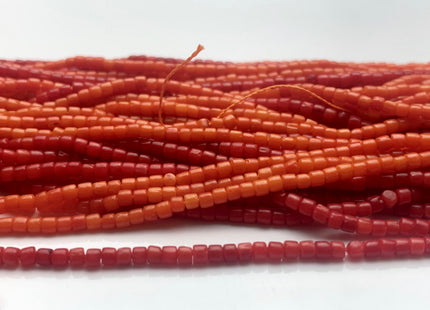 2x2 mm Red/B or Orange/A Bamboo Coral Smooth Heishi Tube Shape Red or Orange Bamboo Coral Gemstones Loose Beads 16 Inches Strand #3698