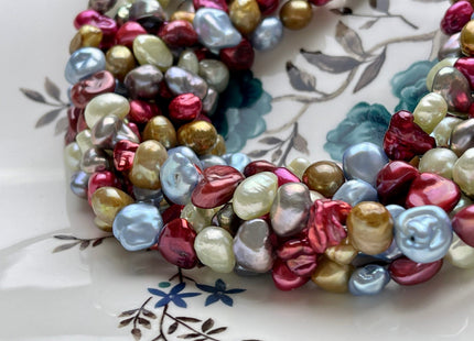 9-11 mm Burgundy Baby Blue Green Gray Natural White Keshi Nugget Freshwater Pearl Beads Genuine Center Drilled Keshi Nugget Pearls #P1891