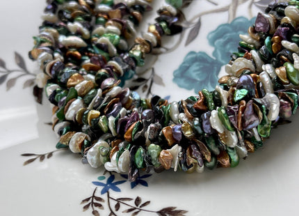 6-7 mm Brown Champagne Green Natural White Color Keshi Freshwater Pearl Beads Center Drilled Cornflake Shape Keshi Chip Petal Pearls #P1856