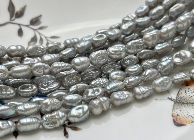 6-7x8-12 Gray Color Keshi Nugget Freshwater Pearl Beads Very Rare Genuine Freshwater Small Keshi Rice Nugget Pearls #P1896