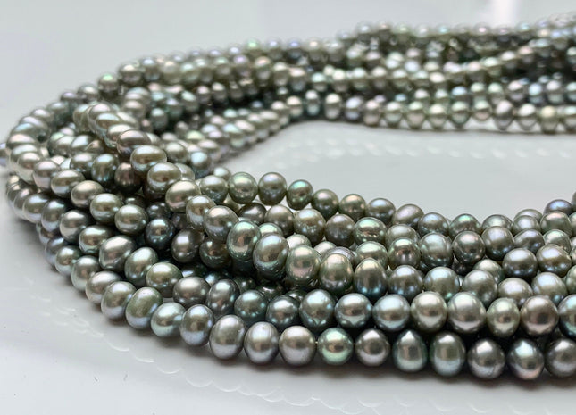 4 mm Rare Grayish Sage Green Small Potato Freshwater Pearl Beads Sage Green Color Genuine Freshwater Potato Seed Pearl #1237