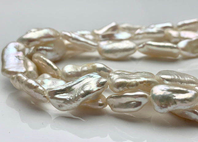 8-10x16-20 mm AAAA Natural White Biwa Stick Freshwater Pearl Beads Genuine Super High Luster Natural White Smooth Shiny Biwa Pearls #P1307