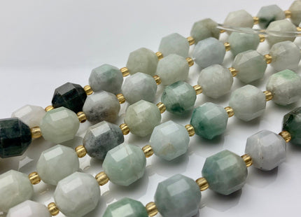 9x10mm 10.5x12mm AAA Half Strand Faceted Energy Prism Cut Burmese Jade Gemstone Genuine Double Terminated Points Natural Green Jade #3601