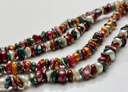 6-7 mm Green Pink Champagne Brown Natural White Keshi Freshwater Pearl Beads Genuine High Luster Center Drilled Rondelle Disc Beads #P1879