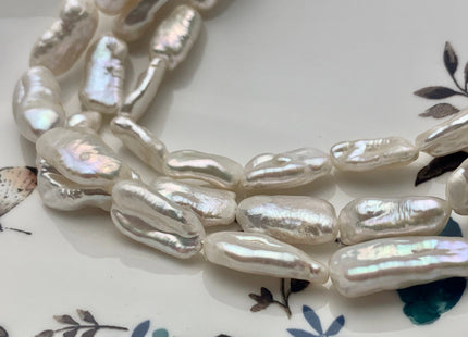 8-10x16-20 mm AAAA Natural White Biwa Stick Freshwater Pearl Beads Genuine Super High Luster Natural White Smooth Shiny Biwa Pearls #P1307