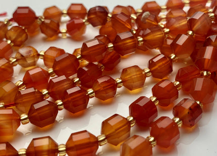 5x6mm 7x8mm AAA Faceted Energy Prism Cut Carnelian Gemstone Beads Genuine Double Terminated Points Orange Red Carnelian 15.5 Inches #3653