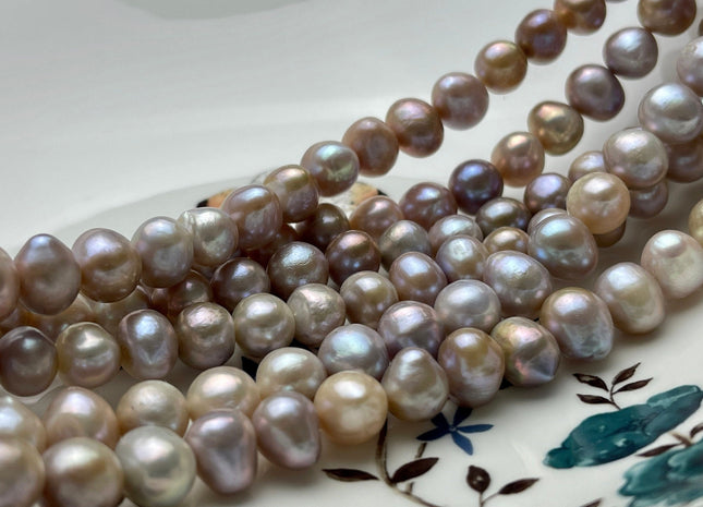 9-10 mm Natural Seaweed Mauve Pink Color Potato Freshwater Pearl Beads, Genuine Feshwater Pearls, Natural Color Irregular Potato Shape #1056