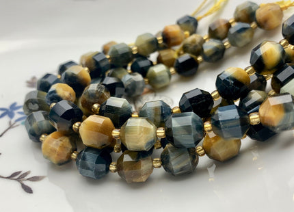 9x10mm 11x12mm AAA Half Strand Faceted Energy Prism Cut Tiger Eye Gemstone Genuine Double Terminated Points Blue Blonde Tiger Eye #3664