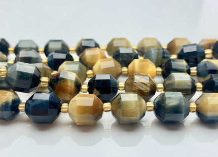 9x10mm 11x12mm AAA Half Strand Faceted Energy Prism Cut Tiger Eye Gemstone Genuine Double Terminated Points Blue Blonde Tiger Eye #3664