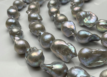 15-18x20-26 mm AAA Jumbo Gray Baroque Freshwater Pearl Beads Cultured Gray Baroque Genuine Freshwater Baroque Pearls 16-17 Beads #P1785