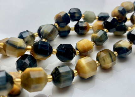 9x10mm 11x12mm AAA Half Strand Faceted Energy Prism Cut Tiger Eye Gemstone Genuine Double Terminated Points Blue Blonde Tiger Eye #3664
