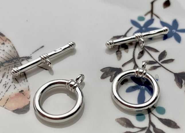 13x15 mm 925 Sterling Silver Toggle Clasp Genuine 925 Sterling Silver Toggle Findings With Round Rope Shape Design DIY Jewelry #10126