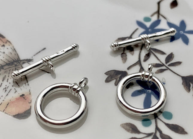 13x15 mm 925 Sterling Silver Toggle Clasp Genuine 925 Sterling Silver Toggle Findings With Round Rope Shape Design DIY Jewelry #10126
