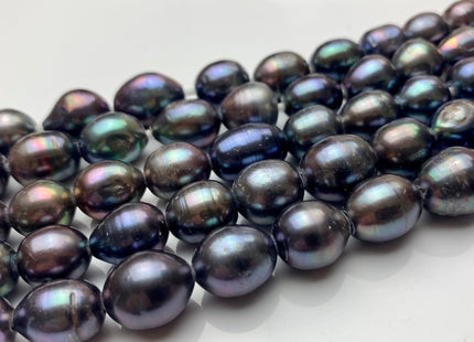 11x12-12x15 mm Large Hole Peacock Rice/Oval Genuine Freshwater Pearl Beads 2.2 mm Hole Cultured Peacock Large Size Freshwater Pearls #1499
