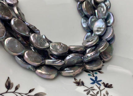 10-11 x 15-16 mm Silver Pinkish Gray Flat Oval Cultured Freshwater Pearl Beads, Oval Shape Genuine Freshwater Pearls #417