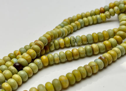 7-8 mm 100% All Natural Smooth Rondelle Mixed yellow Green Opal Gemstone Beads Genuine Natural Peruvian Green Opal 8 Inches Strand #4174