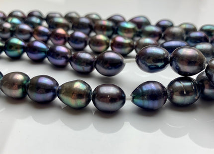 11x12-12x15 mm Large Hole Peacock Rice/Oval Genuine Freshwater Pearl Beads 2.2 mm Hole Cultured Peacock Large Size Freshwater Pearls #1499