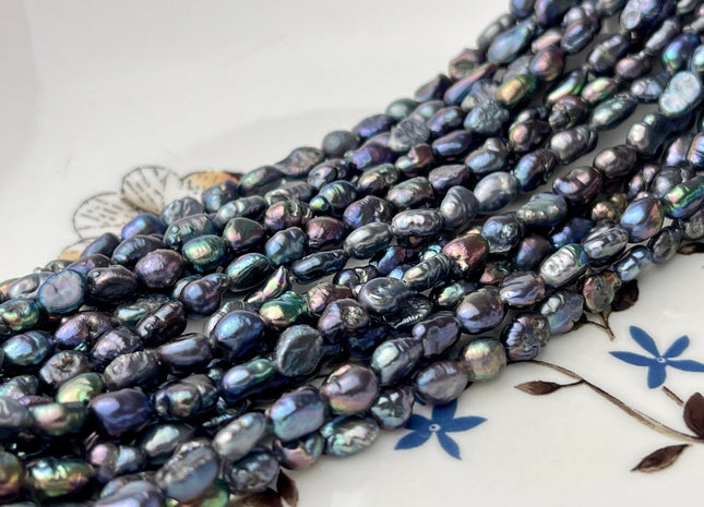 4-5 mm Peacock Color Potato Nugget Freshwater Pearl Beads Genuine Freshwater Pearls Tiny Peacock Nugget Cultured Seed Pearl Beads #P2315