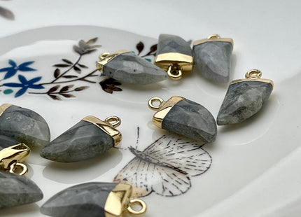 Gemstone Shark Tooth Horn Shape Charms for Necklace, Jade Lapis Labradorite Gemstone Pendant for Jewelry Making, 10x20 mm, One Piece #CR0051