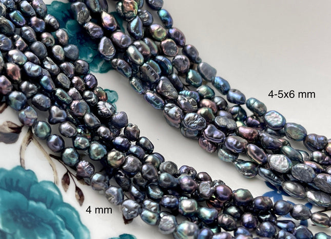 4-5 mm Peacock Color Potato Nugget Freshwater Pearl Beads Genuine Freshwater Pearls Tiny Peacock Nugget Cultured Seed Pearl Beads #P2315