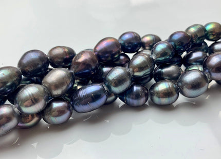 11x12-12x15 mm Large Hole Peacock Rice/Oval Genuine Freshwater Pearl Beads 2.2 mm Hole Cultured Peacock Large Size Freshwater Pearls #1499